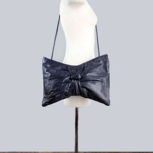 Big Blue Leather Bow Crossbody Bag Shoulder Purse